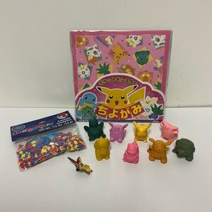 Pokemon Action Figures and Origami Set - Yellow, Pink, Green
